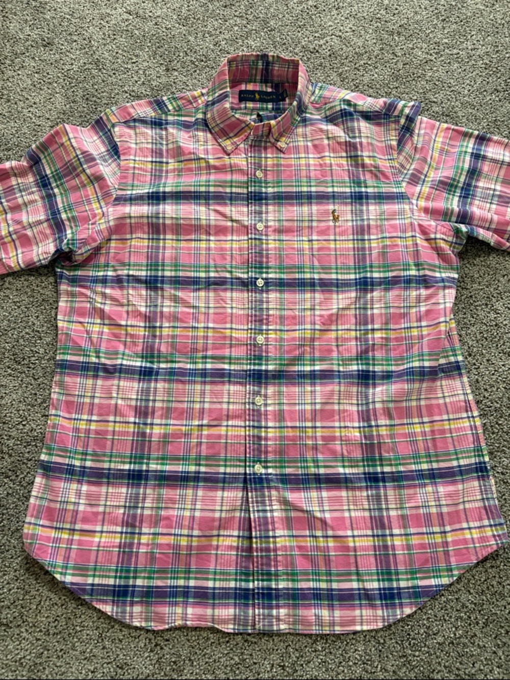 Ralph Lauren Pink Plaid Short-Sleeve Button-Down Shirt